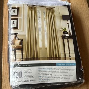 Fabric drape Gray pewter curtain panel 30” x 84” faux silk washable pinch pleat